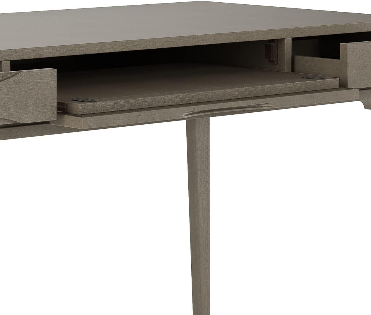 Generous Farmhouse Grey Solid Hardwood Desk with Keyboard Tray