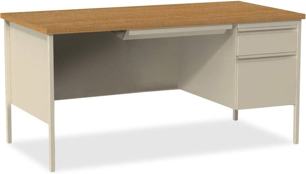 Putty Oak 66" Professional Desk with Filing Cabinet Drawer