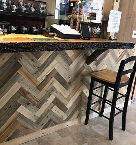 Timberchic River Reclaimed Wooden Wall planks - Simple Peel & Stick Wall Covering Application for DIY Accent Wall & Home Improvement - Premium Wall Paneling - Herringbone Pattern