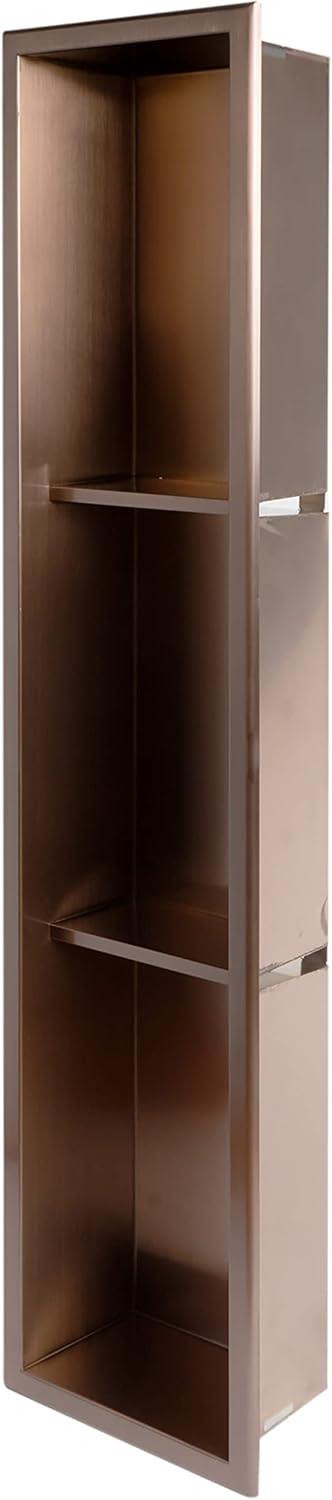 ALFI brand ABNP0836-BC 8" x 36" Brushed Copper PVD Stainless Steel Vertical Triple Shelf Shower Niche