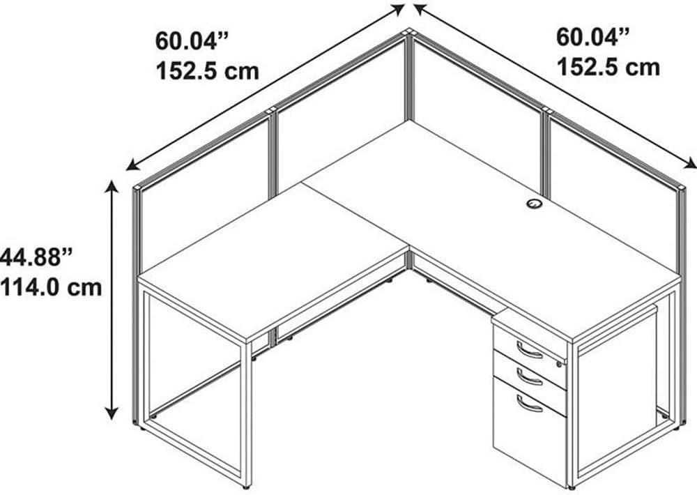 Bush Business Furniture Easy Office L-Shaped 2 Person Benching Workstation with Cable Management