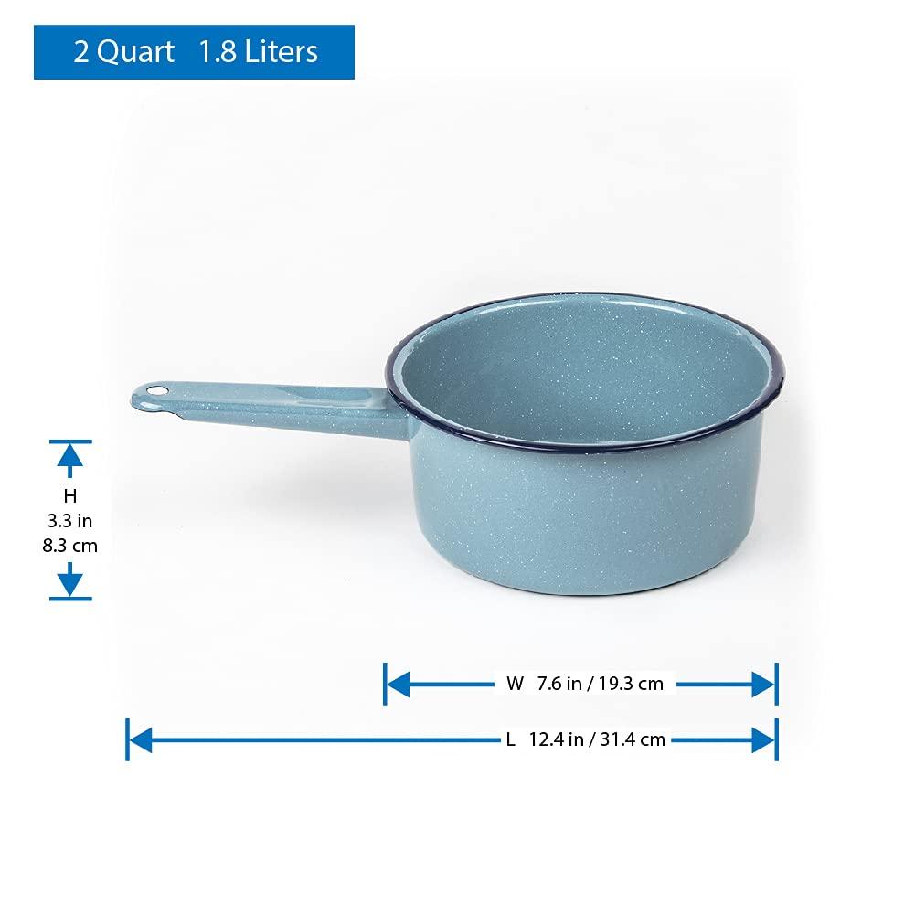 2-Quart Saucepan - Enamel on Steel Durable Non-Stick Cookware for Indoor & Outdoor Cooking - Dishwasher Safe, Non-Porous (Turquoise Blue)