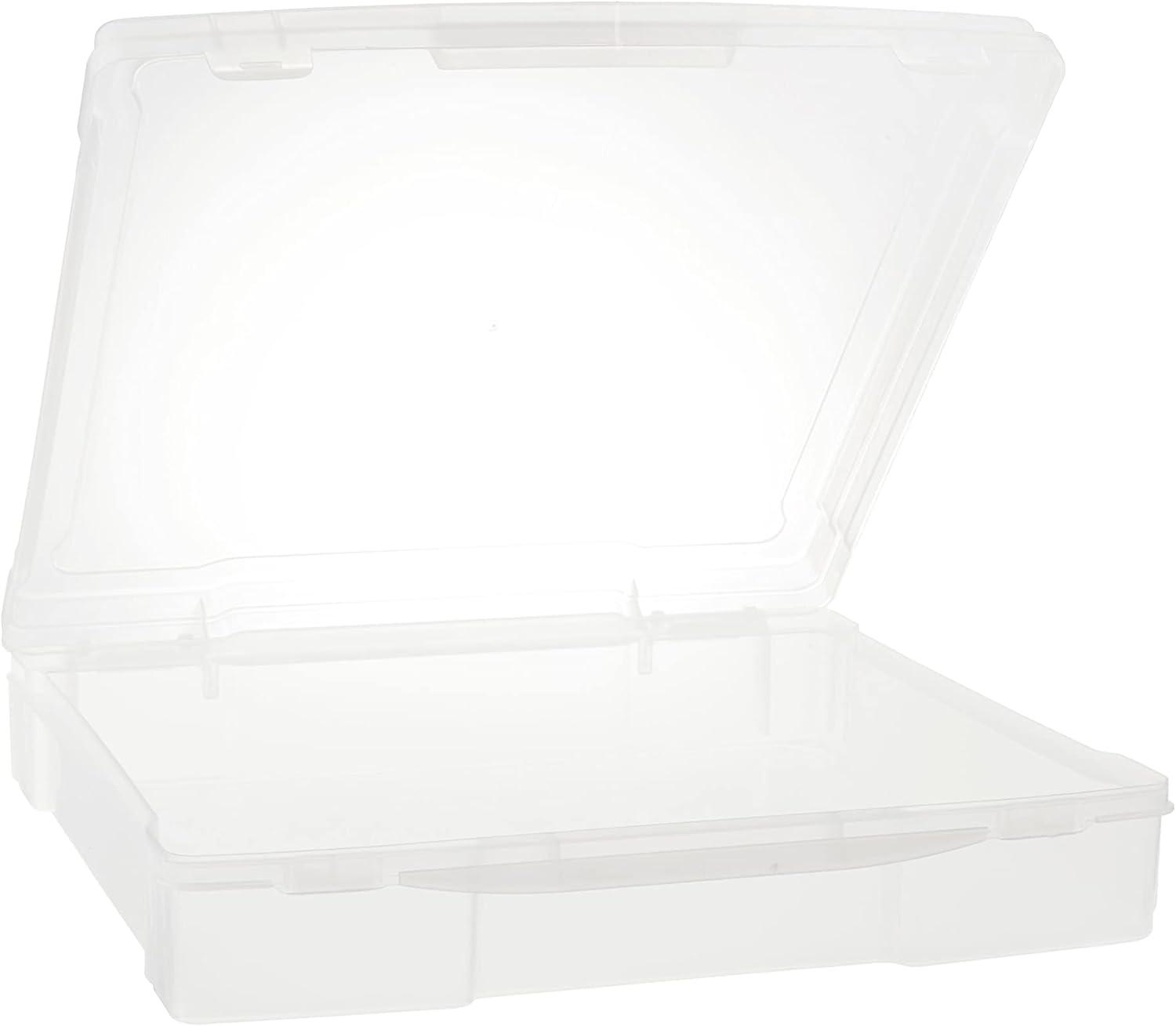 Caja de Almacenamiento de Plástico para Álbumes de Recortes de 12" x 12" de Simply Tidy - Caja Portátil para Documentos - Papeles - Costura - Manualidades - Transparente - Paquete de 12 a Granel