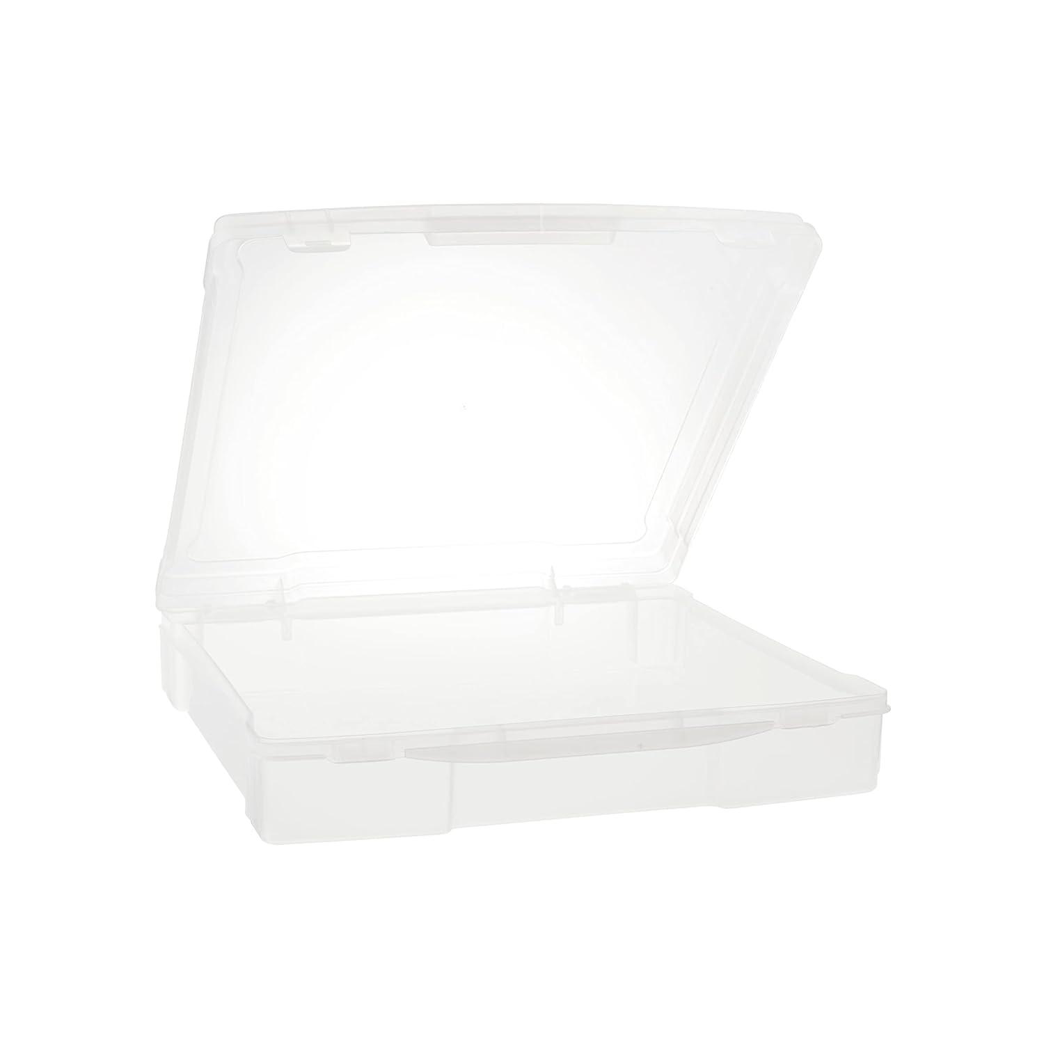 Caja de Almacenamiento de Plástico para Álbumes de Recortes de 12" x 12" de Simply Tidy - Caja Portátil para Documentos - Papeles - Costura - Manualidades - Transparente - Paquete de 12 a Granel