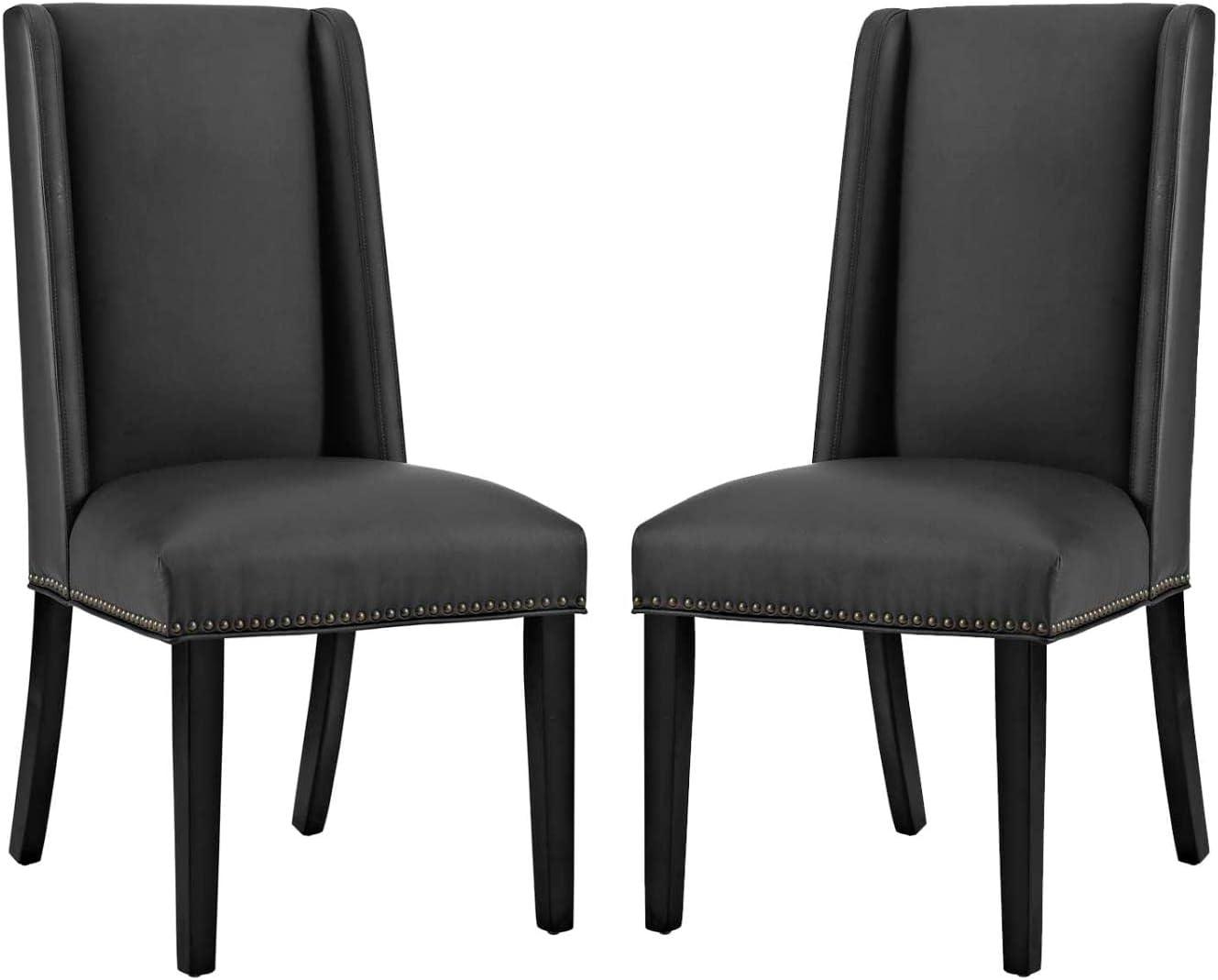 Modway Baron White Vinyl and Wood Frame Dining Chairs