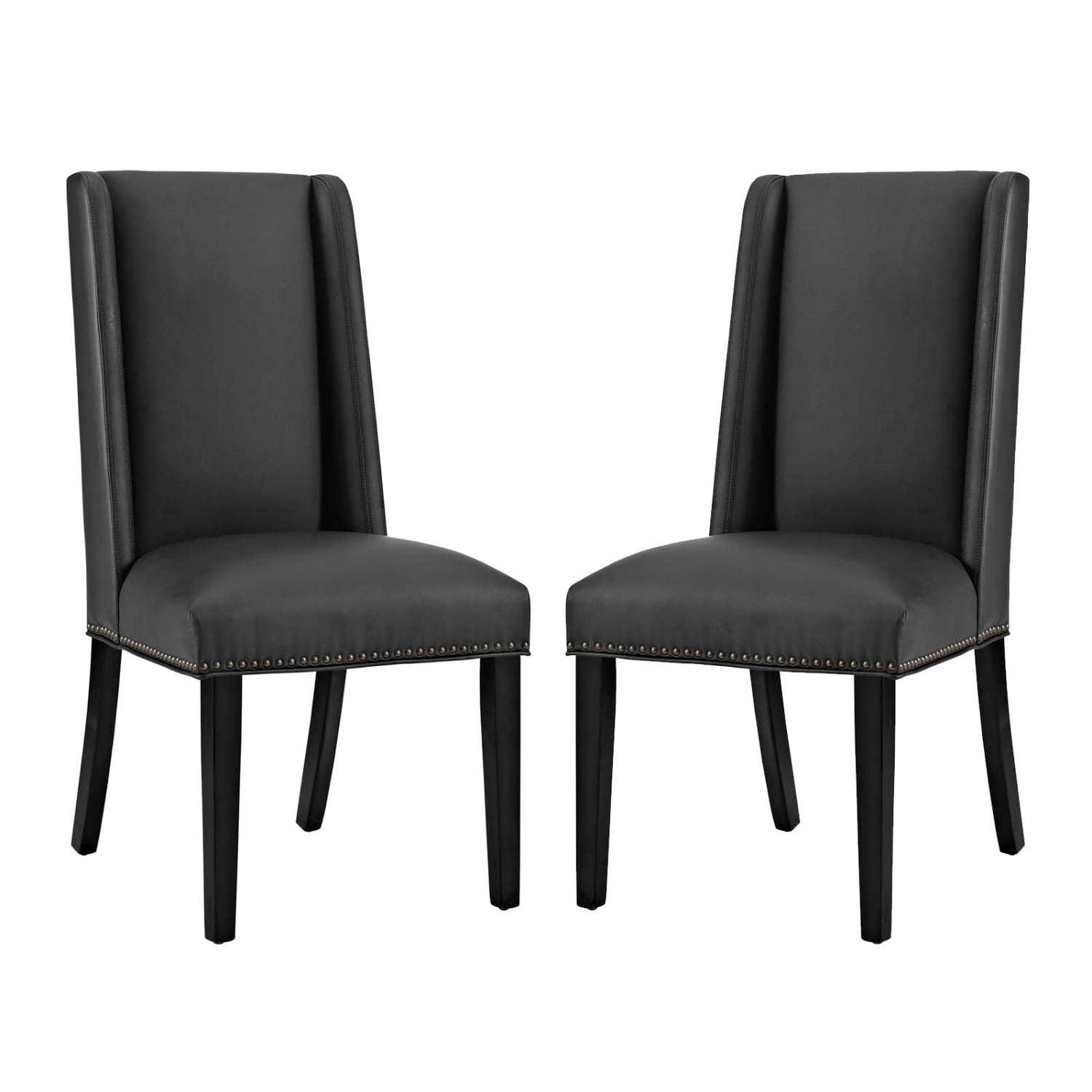 Modway Baron White Vinyl and Wood Frame Dining Chairs