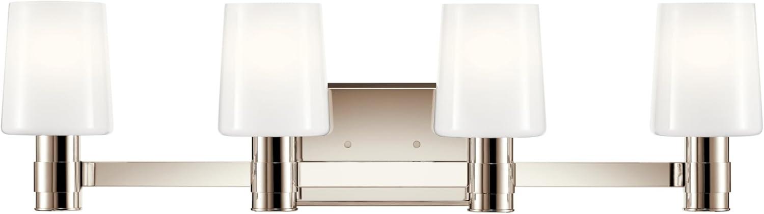 Polished Nickel 4-Light Vanity with Opal Glass Shades