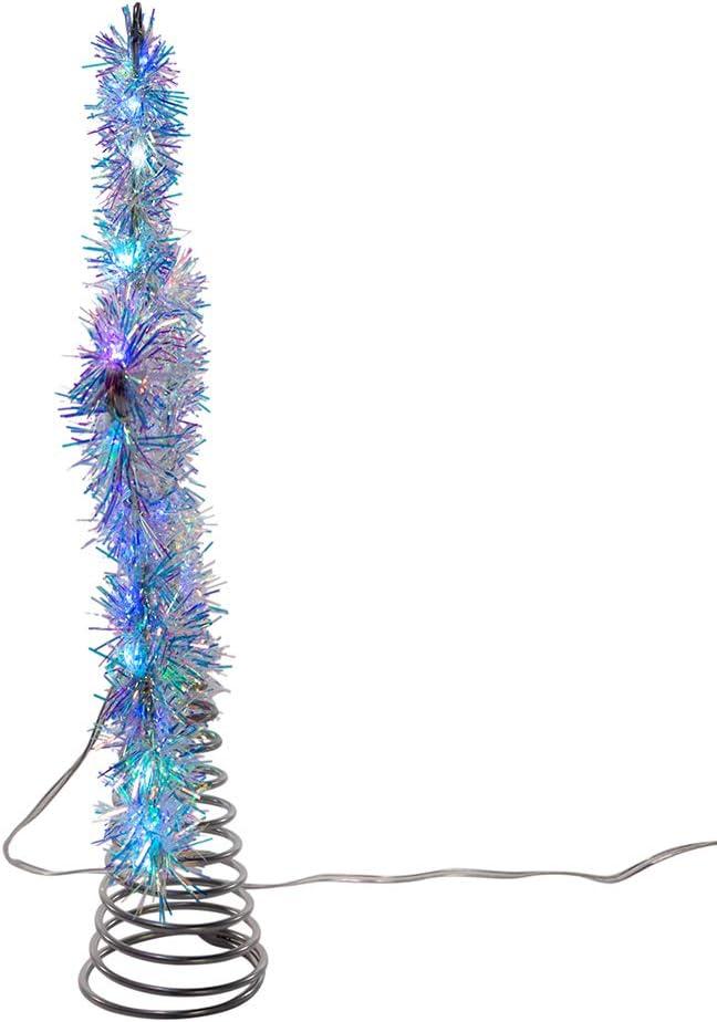 Kurt Adler 12.2 Inch Tinsel Star Tree Topper with RGB LED Lights