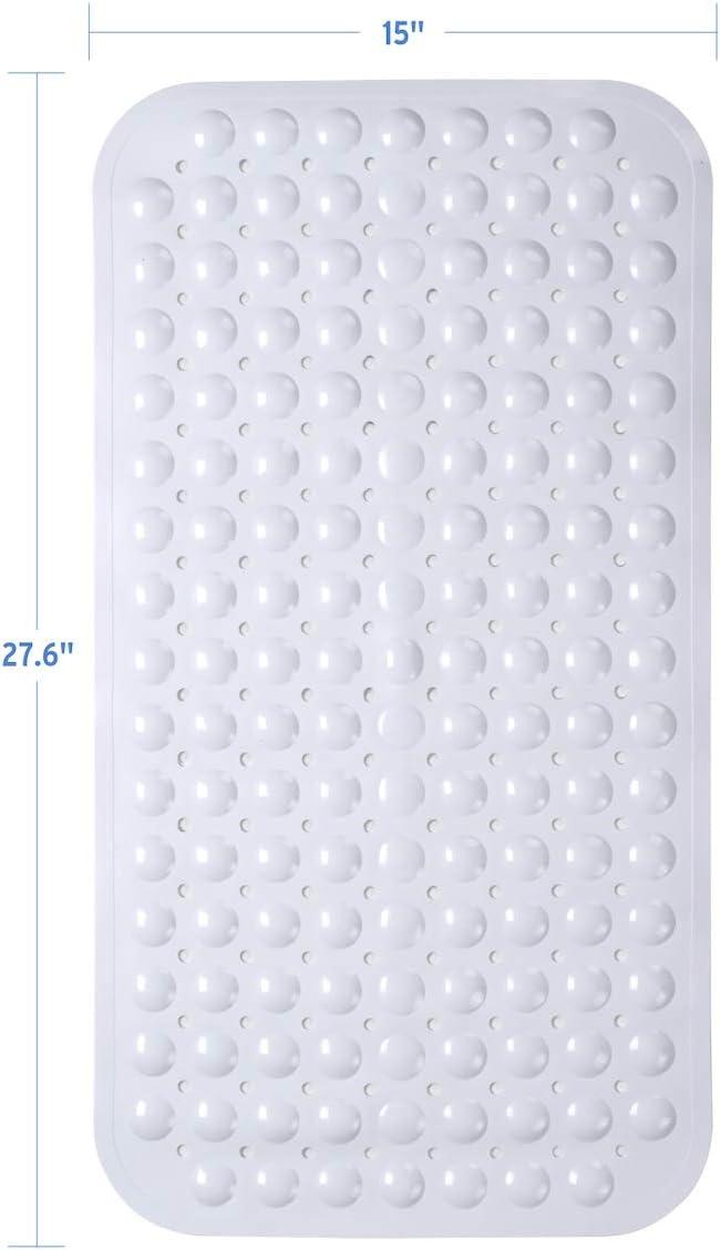 AmazerBath Bath Tub Mat, Medium Size 27.6 x 15 Inches Non-Slip Shower Mats with Suction Cups and Drain Holes, Bathroom Bathtub Mats Machine Washable (Clear)