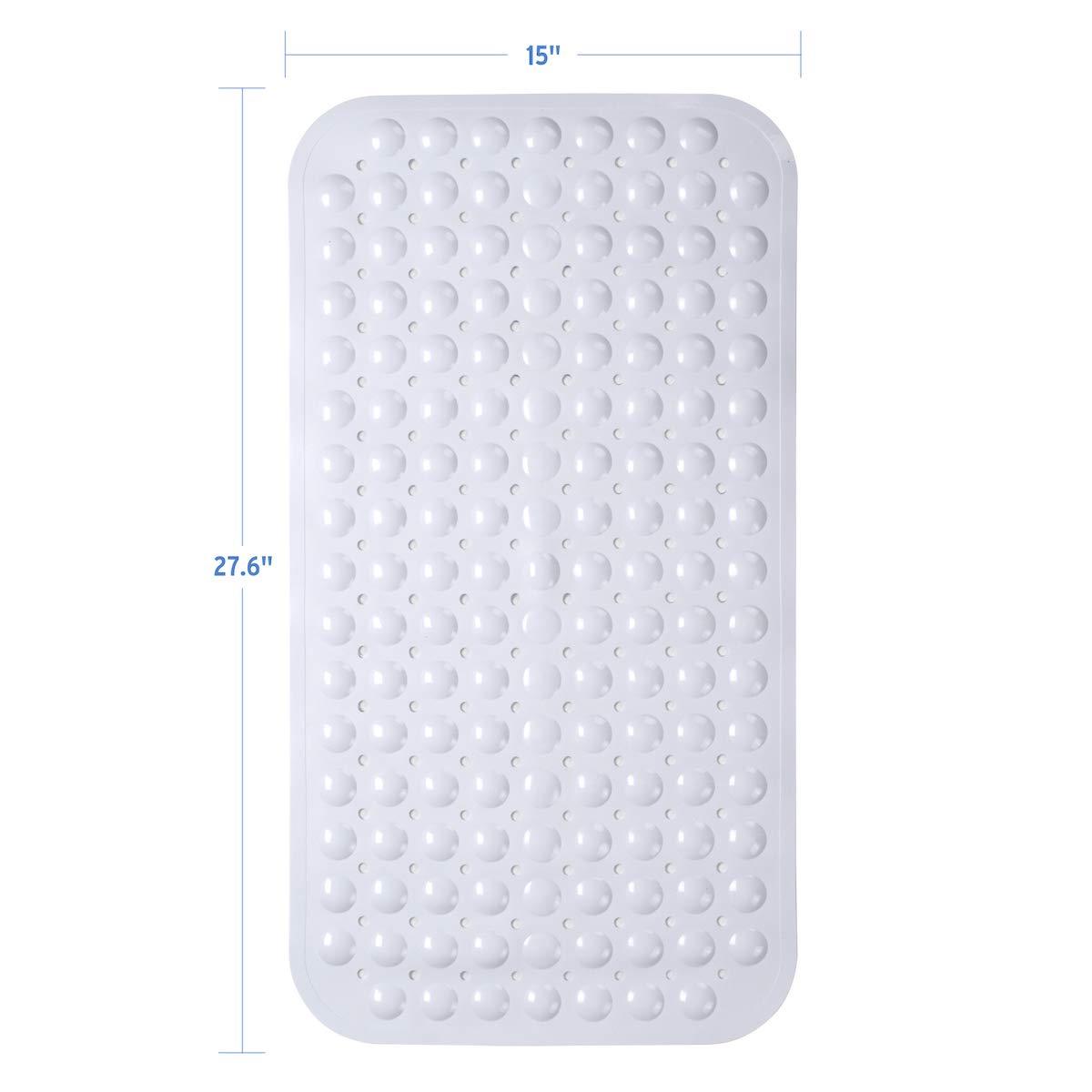 AmazerBath Bath Tub Mat, Medium Size 27.6 x 15 Inches Non-Slip Shower Mats with Suction Cups and Drain Holes, Bathroom Bathtub Mats Machine Washable (Clear)