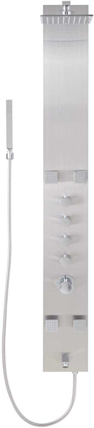 Shelton Stainless Steel Thermostatic Shower Panel with Hand Shower and Body Sprays