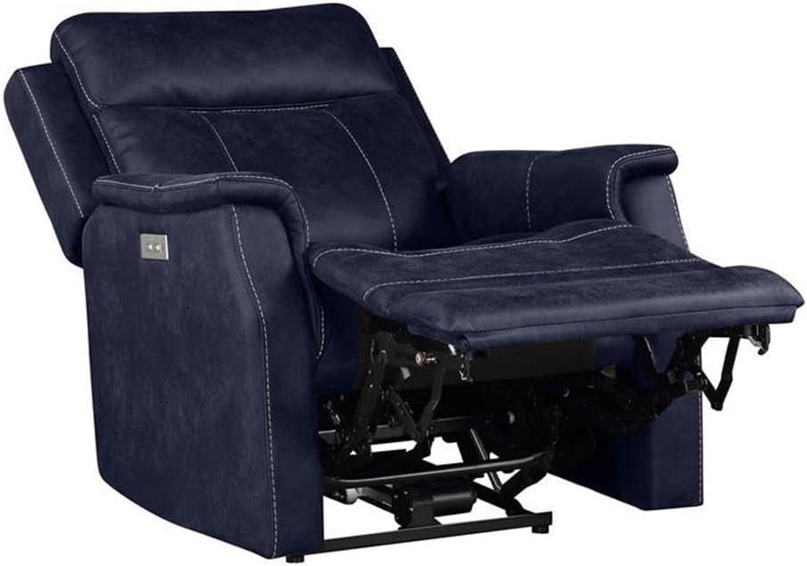 Single Seat Recliner Lounge Chair with USB Port, Fabric Upholstered Arm Chair with Retractable Footrest and Pillow, Comfy Single Sofa Accent Chair for Bedroom Living Room