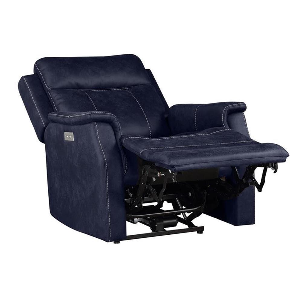 Single Seat Recliner Lounge Chair with USB Port, Fabric Upholstered Arm Chair with Retractable Footrest and Pillow, Comfy Single Sofa Accent Chair for Bedroom Living Room