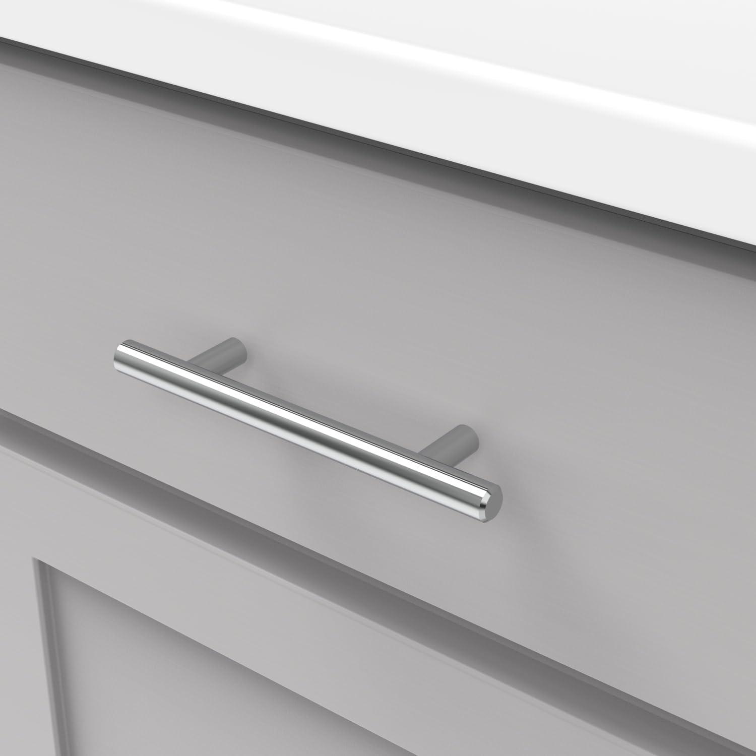 6-Inch Chrome Modern Bar Pull Handle with Mounting Hardware