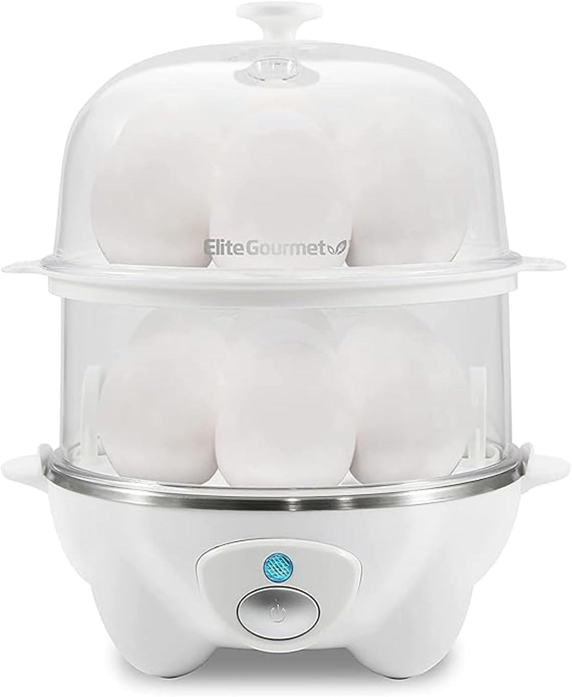 White 2-Tier Automatic Egg Cooker with Steamer