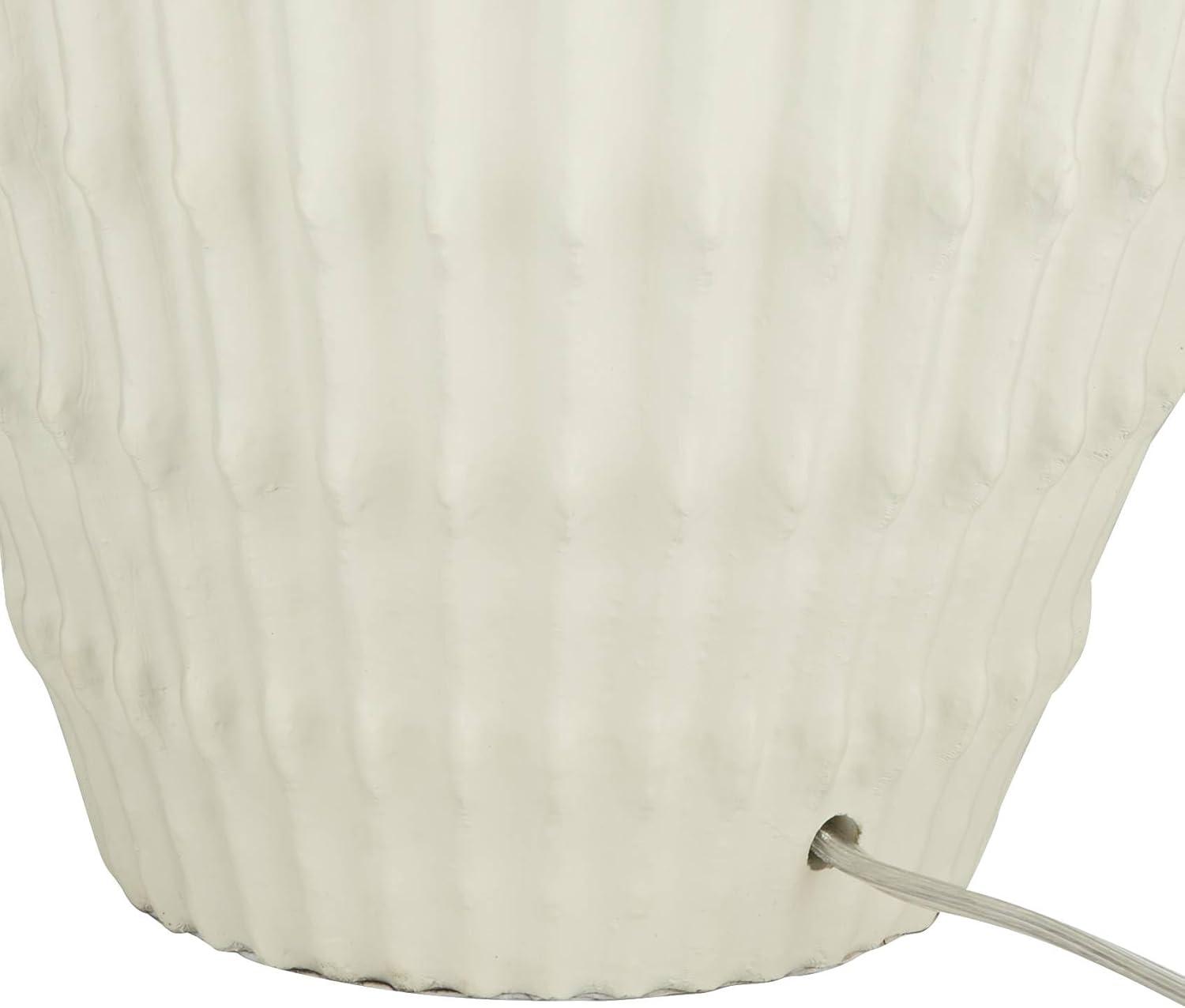360 Lighting Hopewell 30" Tall Large Coastal Modern End Table Lamp Ridge Pattern White Single Living Room Bedroom Bedside Nightstand House Office