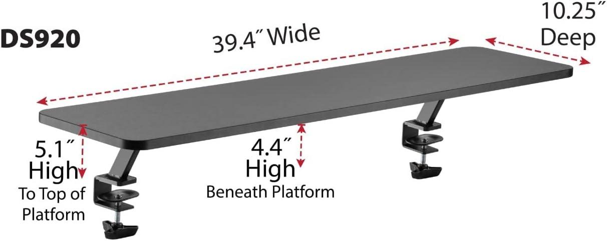 Black Extra-Wide Ergonomic Mounted Monitor Riser Stand