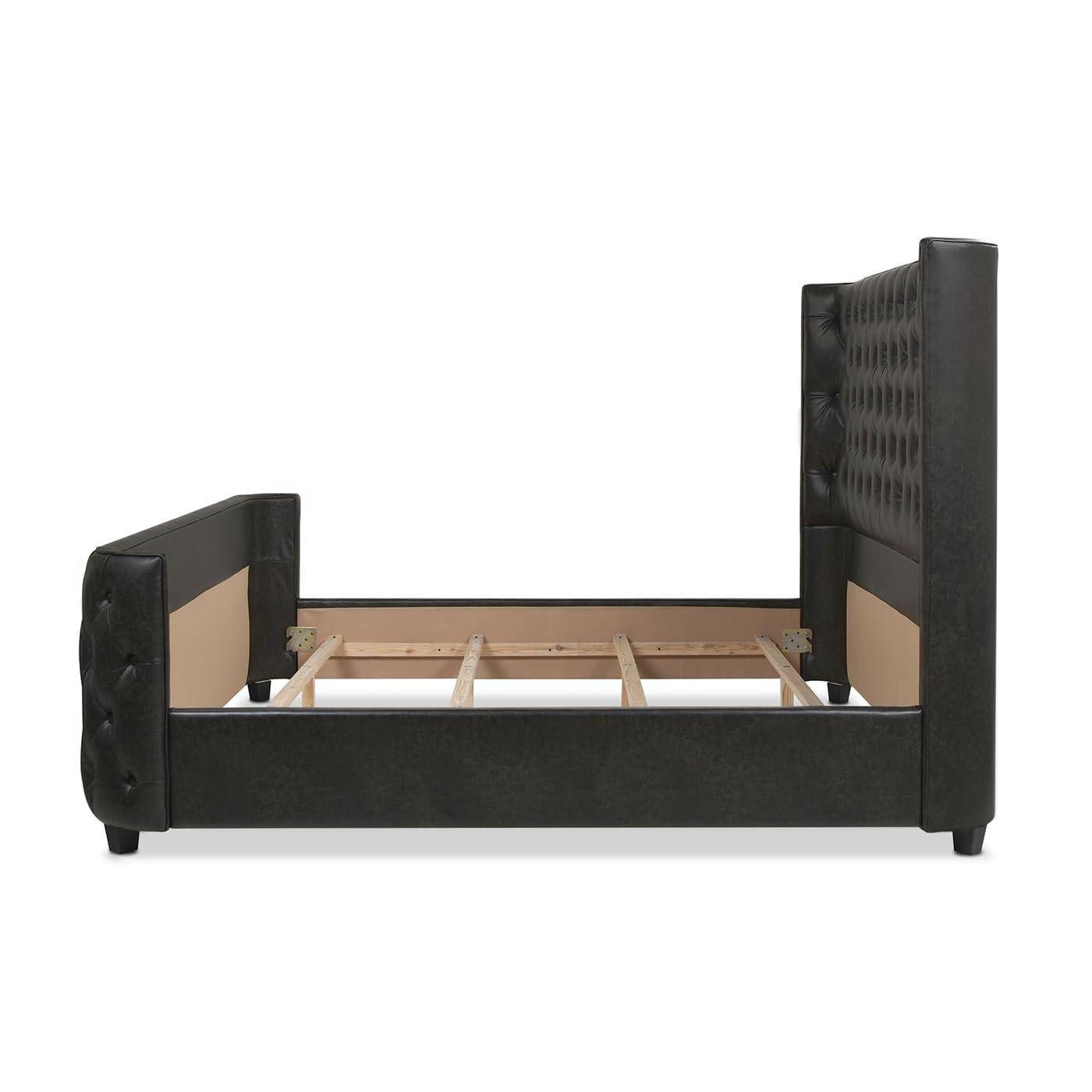 Brooklyn King-Size Luxe Wood Frame Upholstered Bed with Tufted Nailhead Trim