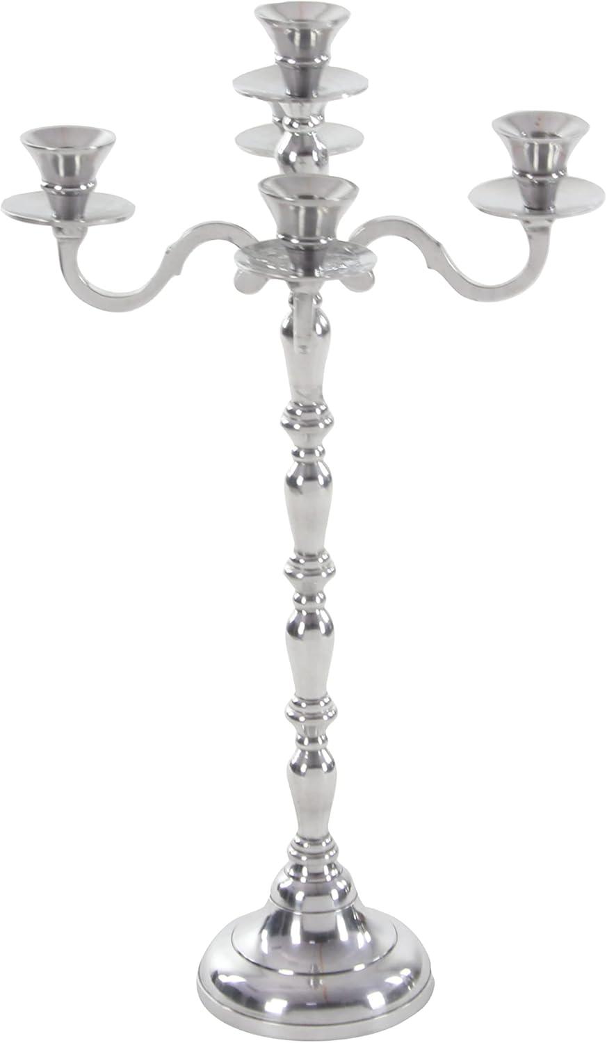 DecMode 5 Holder Silver Aluminum Metal Candelabra