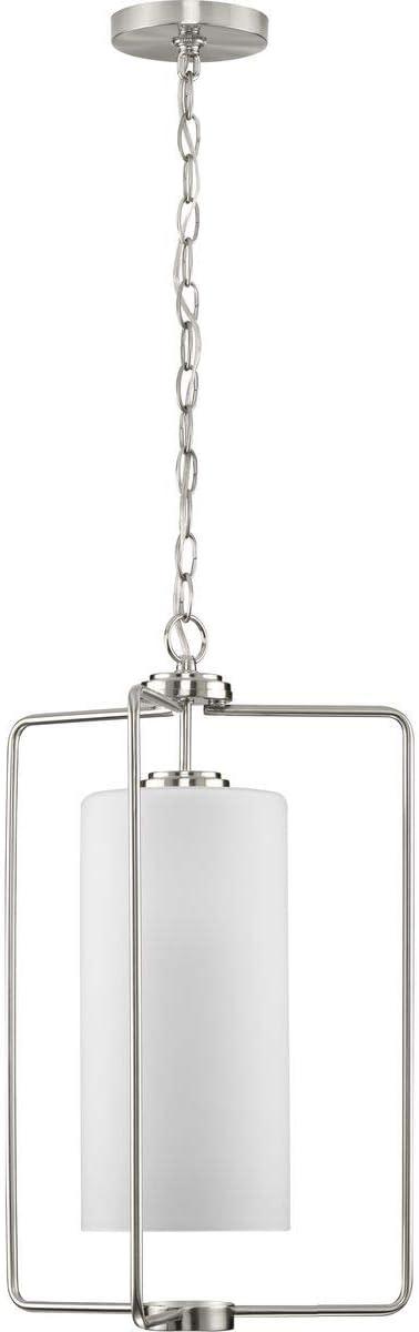 Progress Lighting Merry Collection 1-Light Brushed Nickel Etched Glass Foyer Pendant