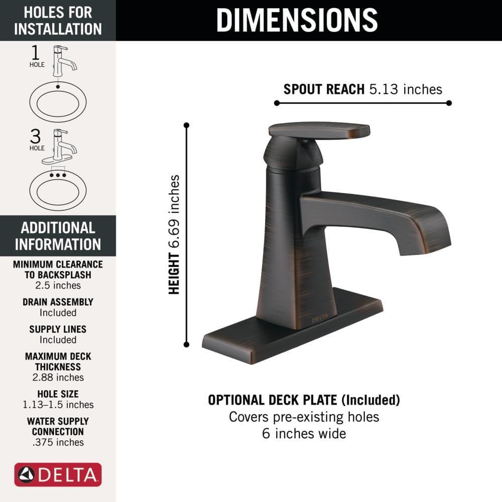 Ashlyn Single Hole Bathroom Faucet with Drain Assembly, Single Handle Bathroom Sink Faucet