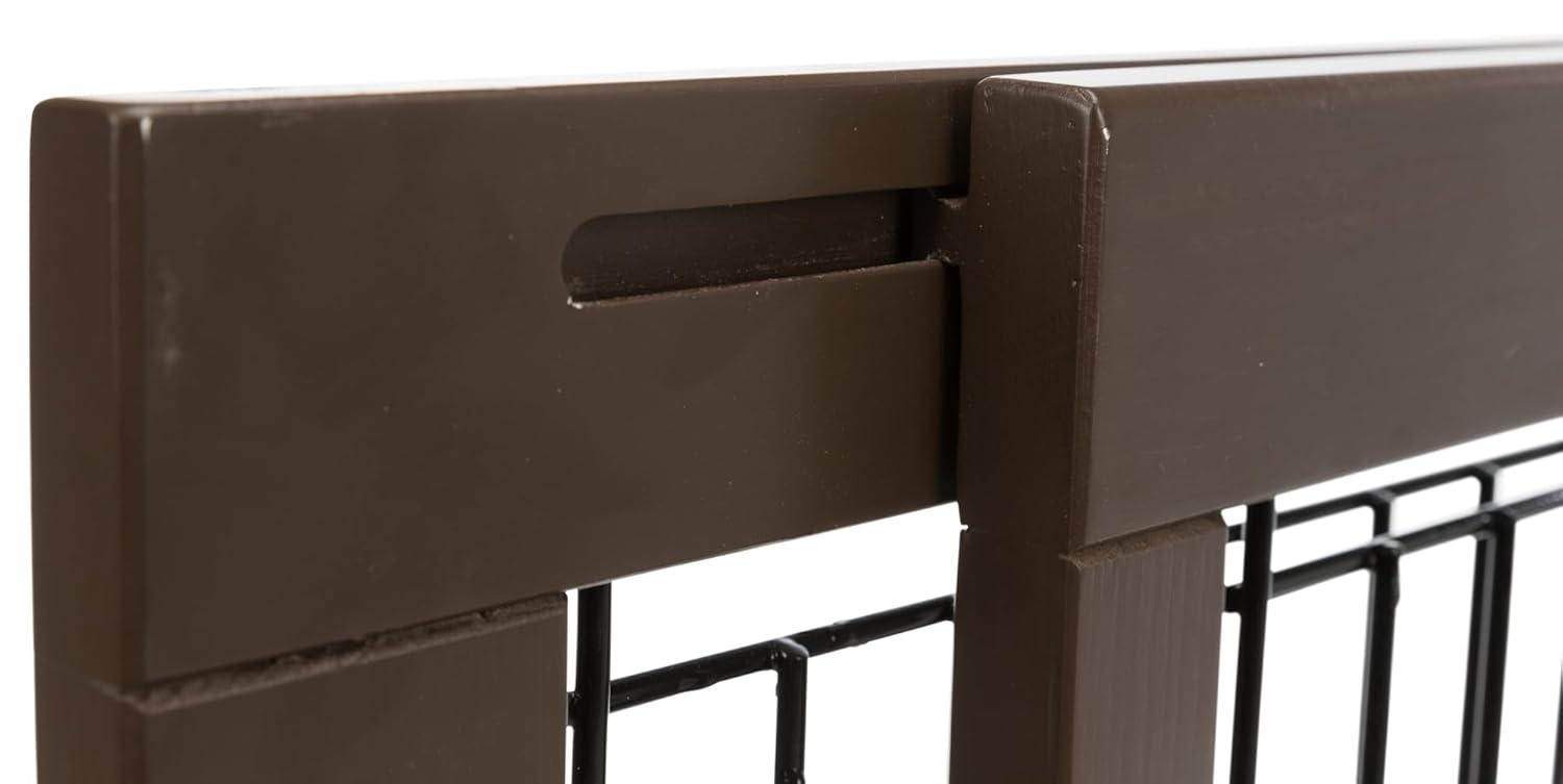 TRIXIE Adjustable Wooden Freestanding Pet Gate, 24" Tall Step Over, Expands to 42.5", Pet Barrier