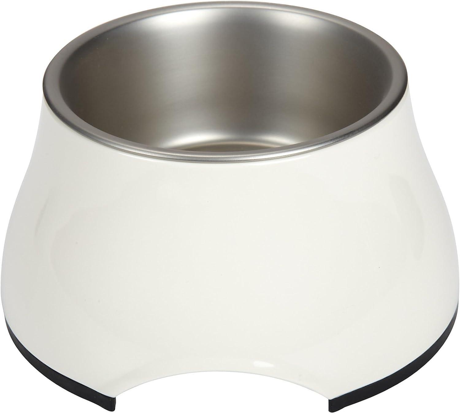 Small Beige Elevated Stainless Steel Dog Bowl