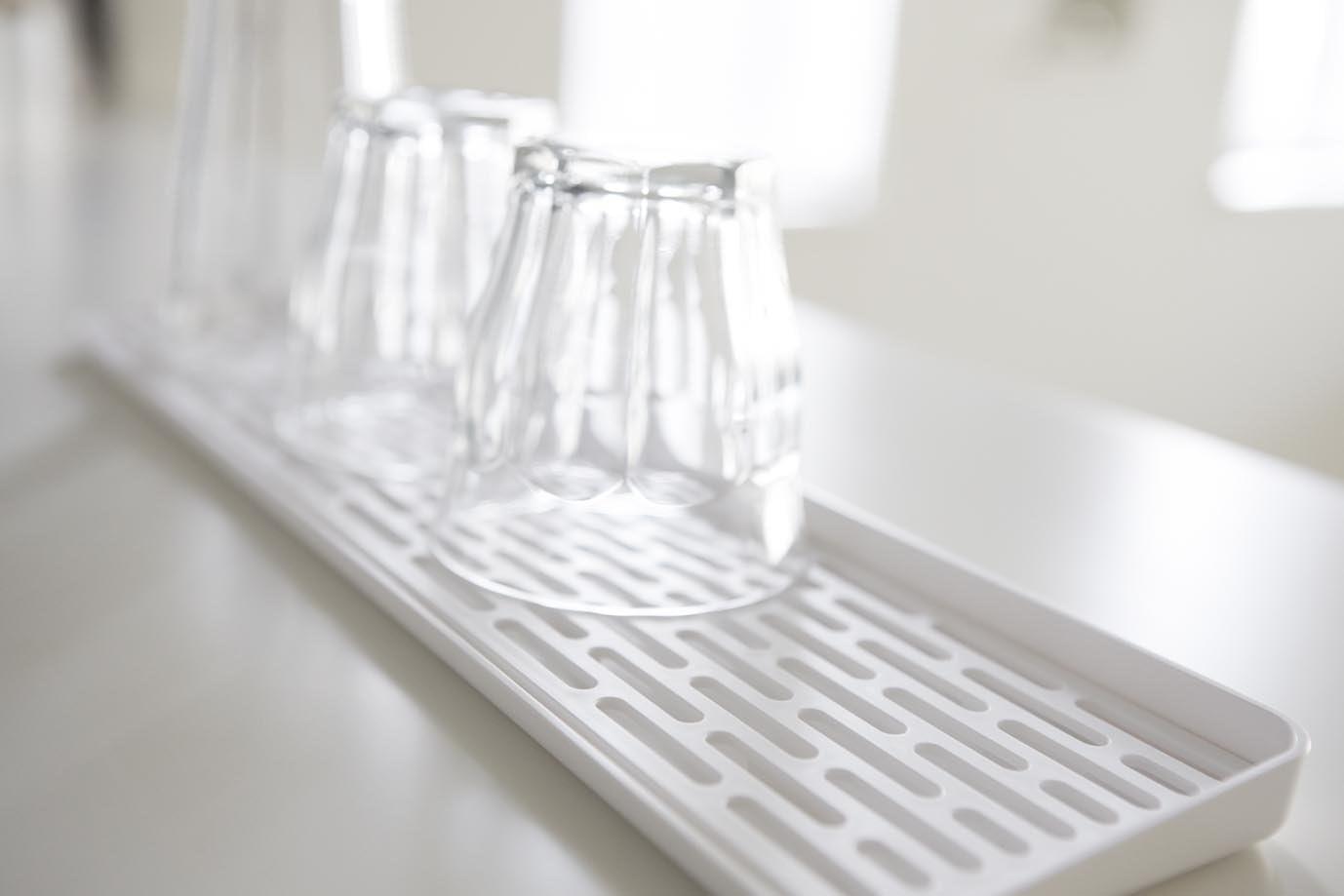 White Plastic Sink Side Glass Drainer Tray