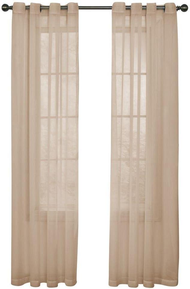 Arm & Hammer Curtain Fresh Odor-Neutralizing Sheer Voile Grommet Single Curtain Panel, Beige, 59 x 84