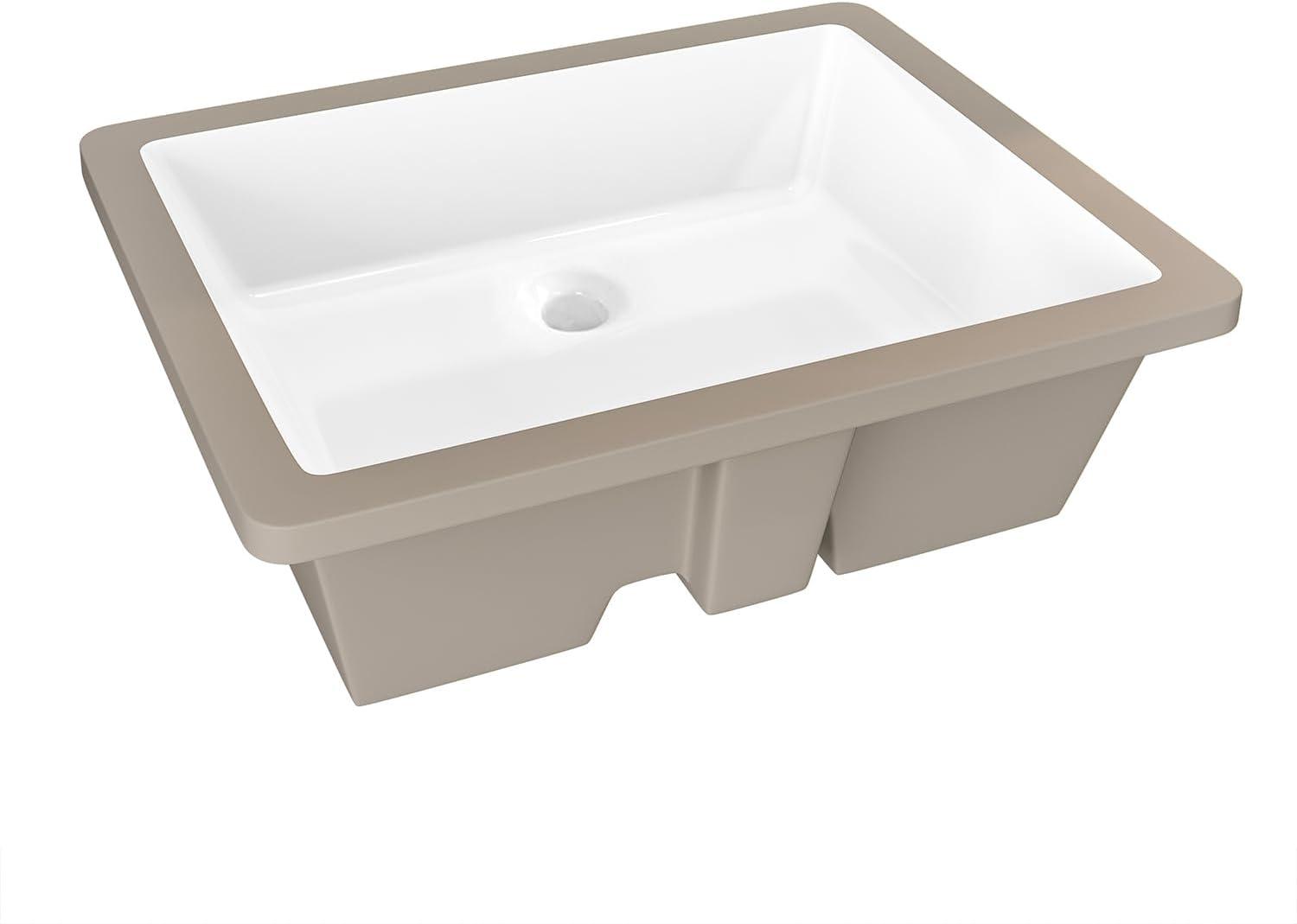 Sinber 19.9'' Ceramic Rectangular Bathroom Sink with Overflow