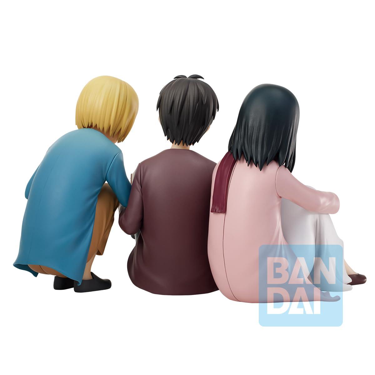 Attack On Titan Ichibansho Eren Jaeger & Mikasa Ackermann & Armin Arlert Collectible Figure (Rumbling)