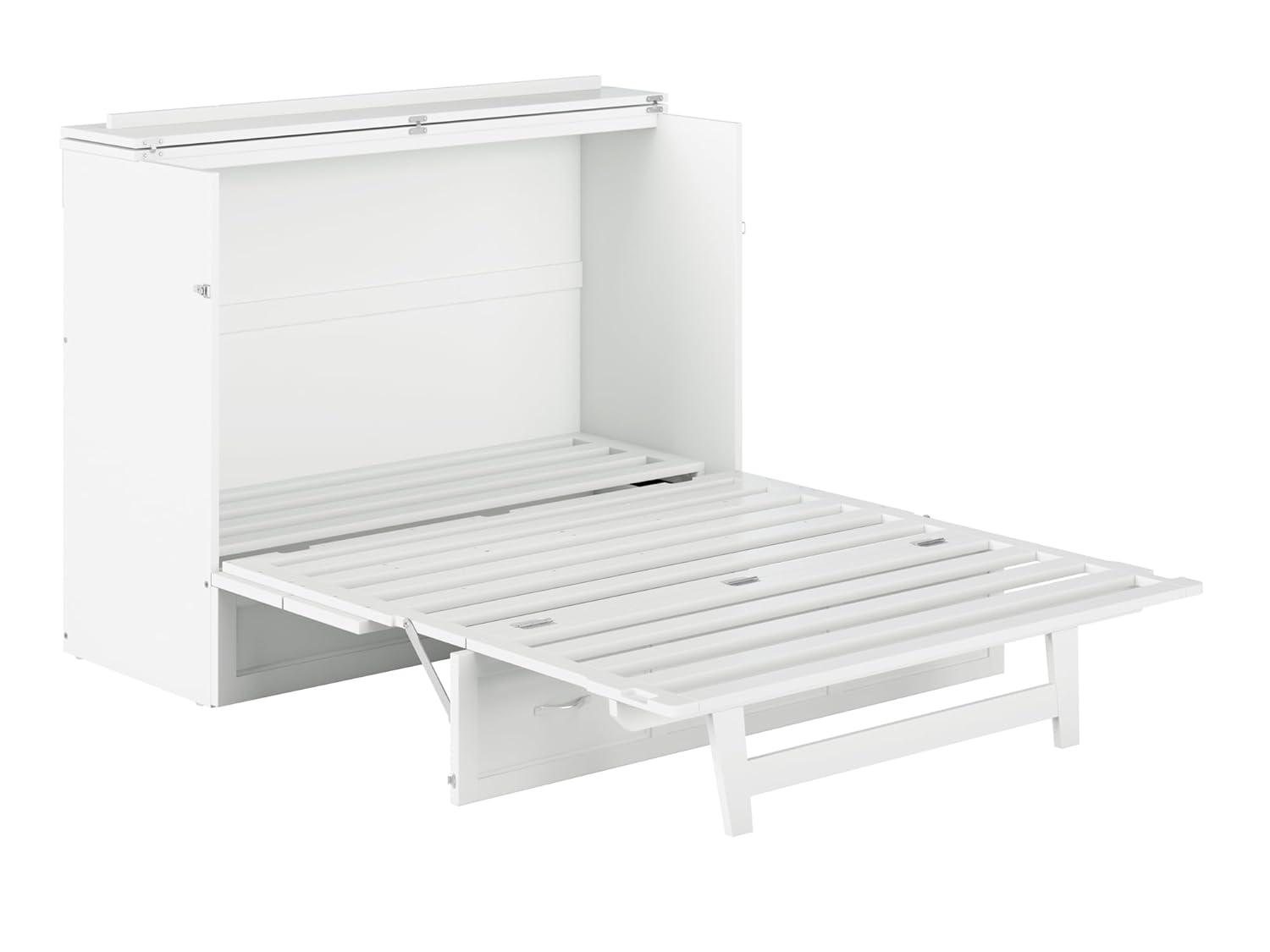 Full Deerfield Murphy Bed Chest USB Turbo Charger White - AFI