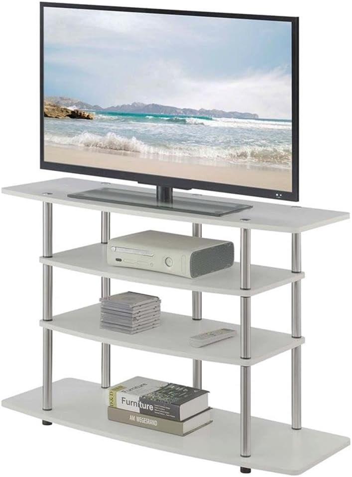 Convenience Concepts Designs2Go No Tools Wide Highboy 4 Tier TV Stand for TVs up to 46", White