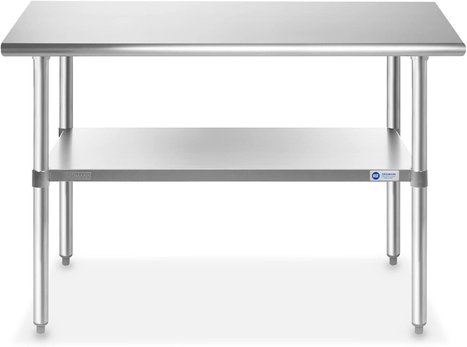 30" D x 34.5" H Stainless Steel Prep Station with Undershelf