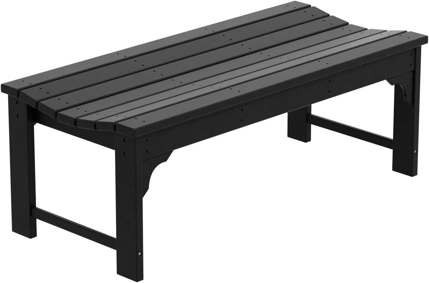 WestinTrends  Backless All-Weather Outdoor Bench for Patio Garden, Black