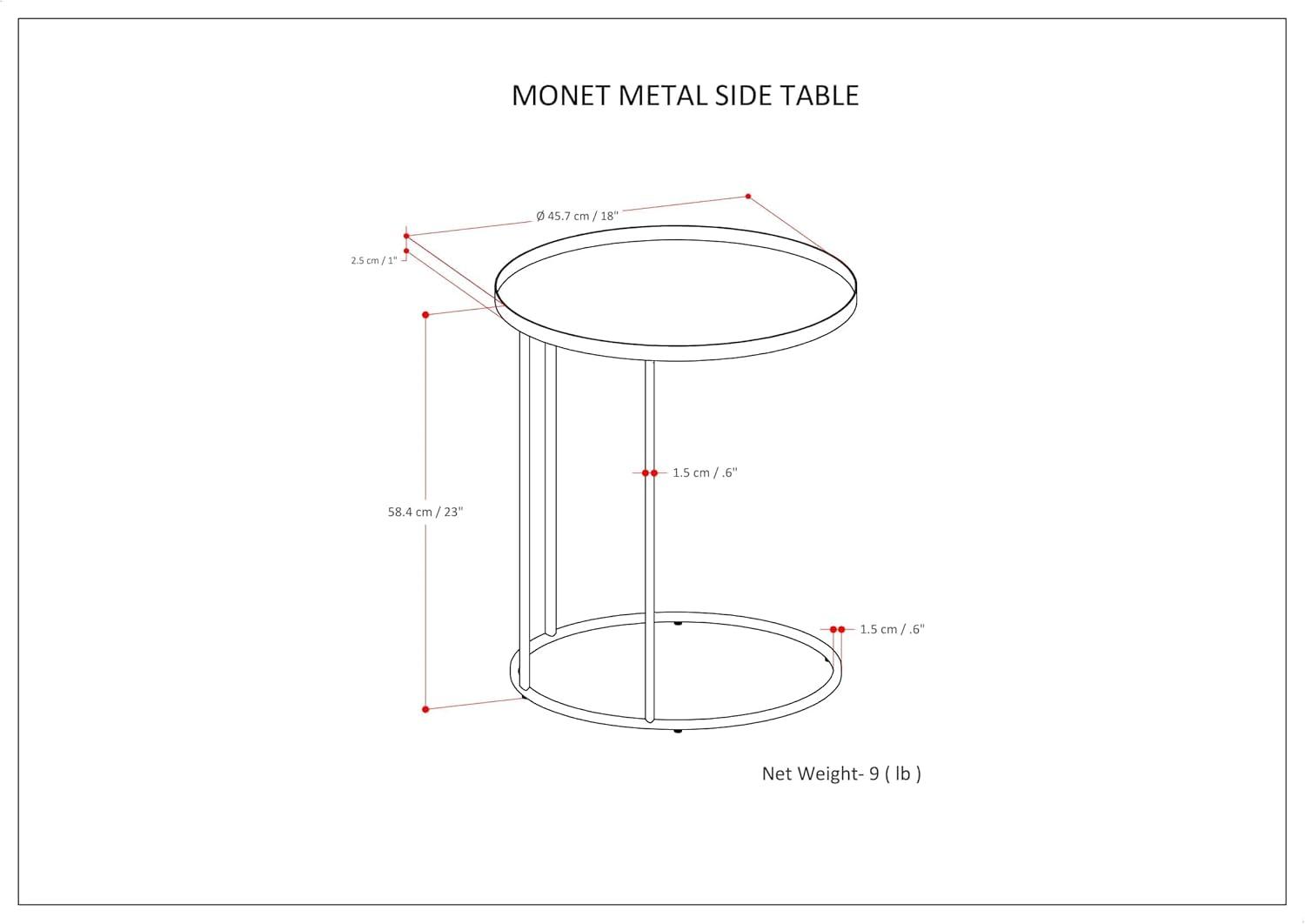 Simpli Home Monet Industrial 18 " Metal Accent Side Table in Black