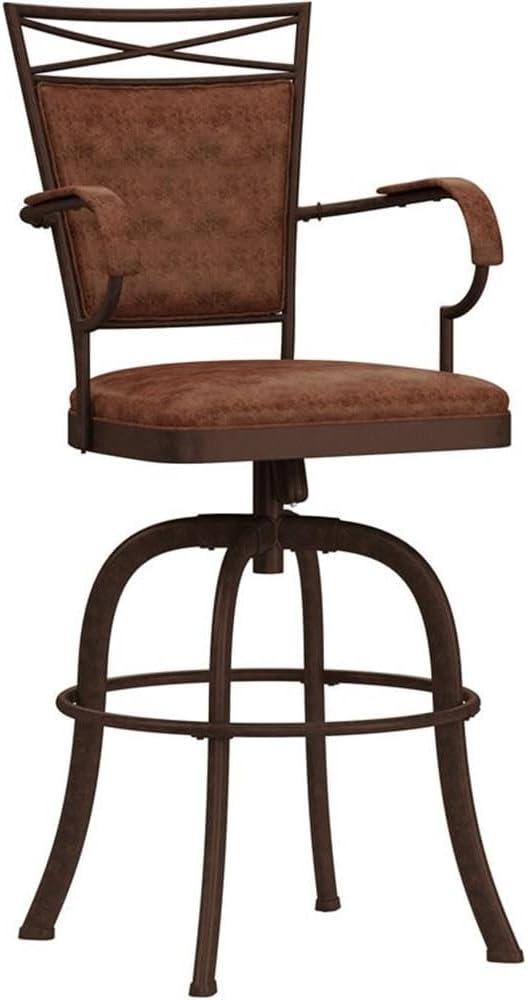 Bridgetown Tilt Base Barstool - Aged Bronze - Hillsdale Furniture: 360 Swivel, Metal Frame, Faux Leather Upholstery