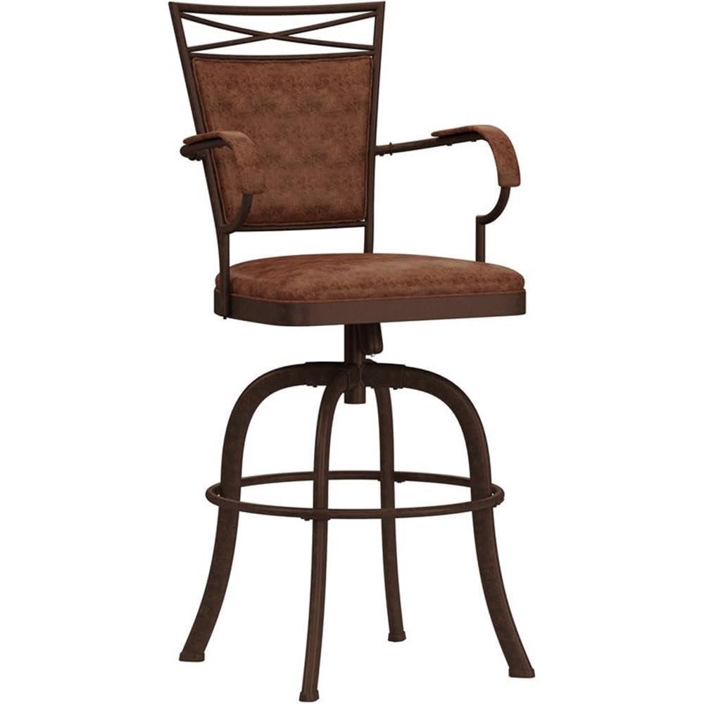 Bridgetown Tilt Base Barstool - Aged Bronze - Hillsdale Furniture: 360 Swivel, Metal Frame, Faux Leather Upholstery