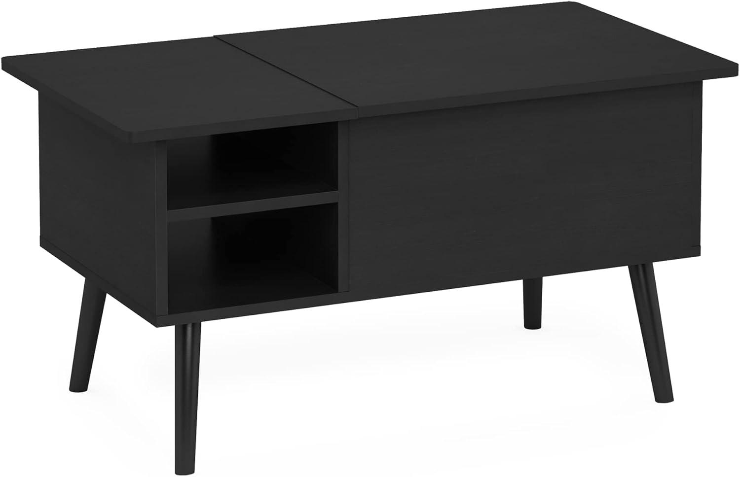 Furinno 35.2" Lift Top Coffee Table Multifunctional Accent Table w/Hidden Compartment and Side Open Storage Shelf Living Room Furniture,Americano