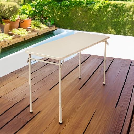 COSCO 20" x 48" Vinyl Top Serving Folding Table