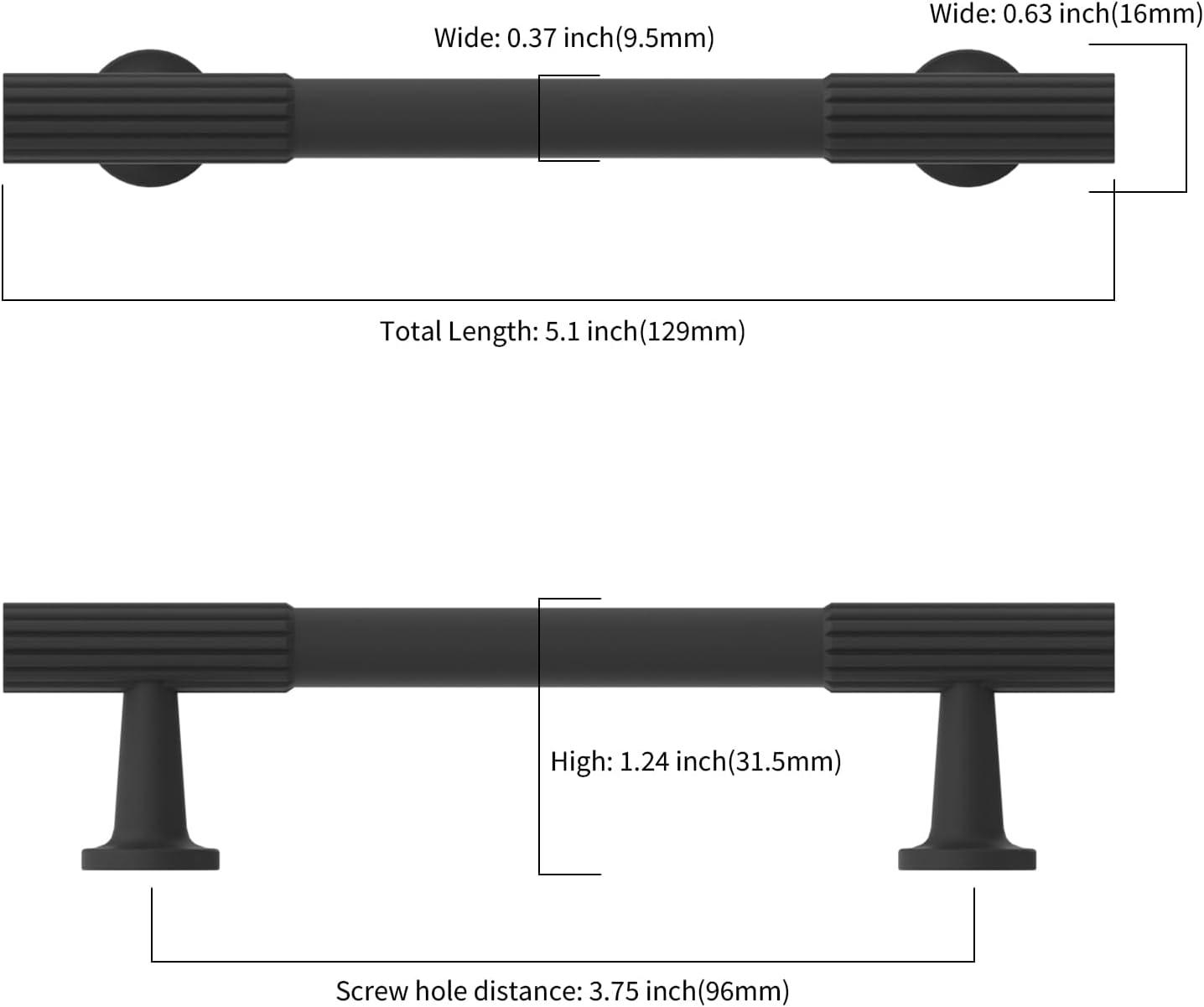 Piper Kitchen Handles, Solid Core Drawer Pulls for Cabinet Doors, 3-3/4" (96mm)