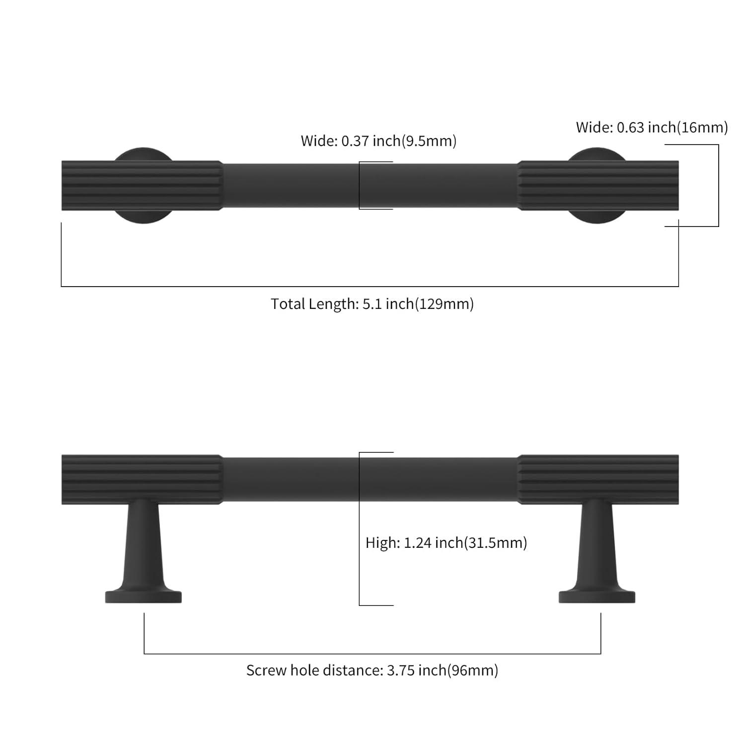 Piper Kitchen Handles, Solid Core Drawer Pulls for Cabinet Doors, 3-3/4" (96mm)