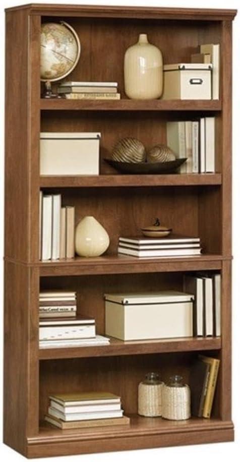 Home Square 2 Piece Wood Bookcase Set with 5 Shelf in Oiled Oak