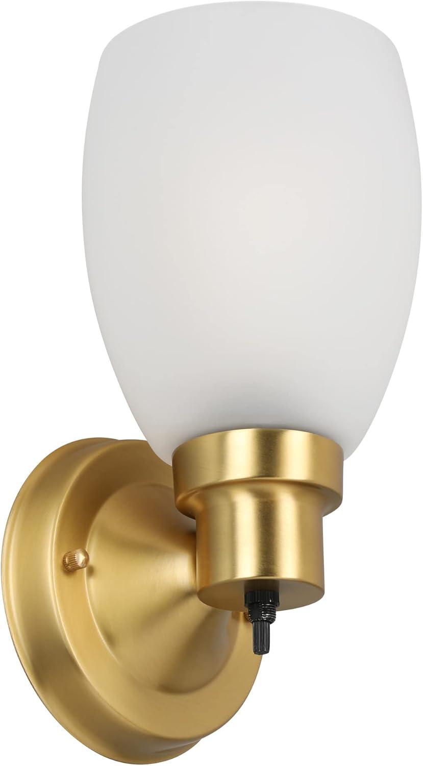 Design House 588814-SG Lydia Transitional 1-Light Indoor Wall Light Dimmable with a White Frosted Glass Shade and Twist On/Off Switch for Hallway Foyer Bathroom, Satin Gold