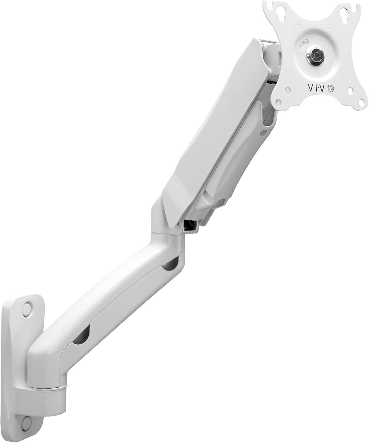 VIVO White Pneumatic Articulating Extended Arm, 17" to 27" Monitor Wall Mount