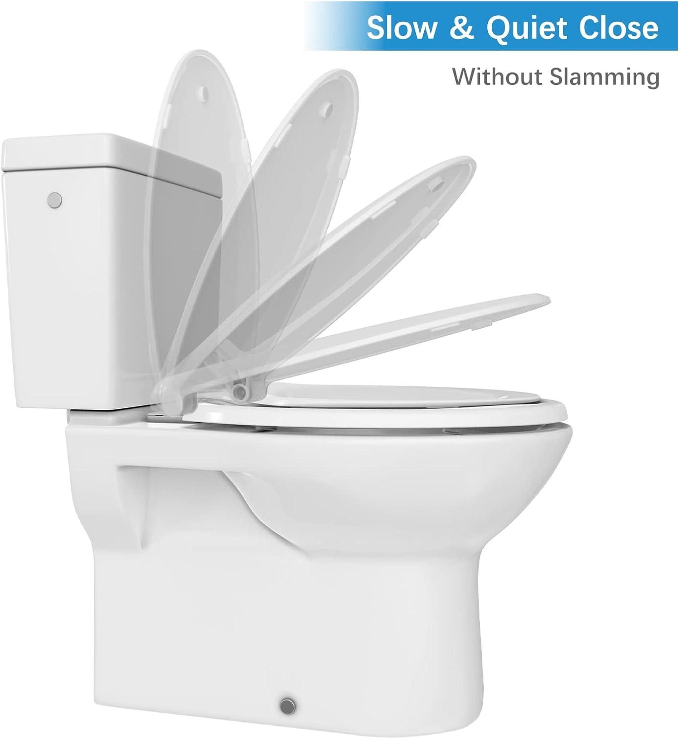 Danolapsi Elongated Toilet Seat with Built in Potty Training Seat,Quiet-Close Lid and Seat,Never Loosen,Potty Training Toilet Seat for Toddlers,Quick-Attach Hardware,Fits both Adult and Child