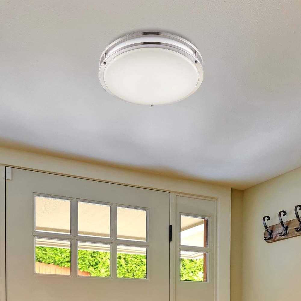 14" Brushed Nickel LED Energy Star Drum Flush Mount Light