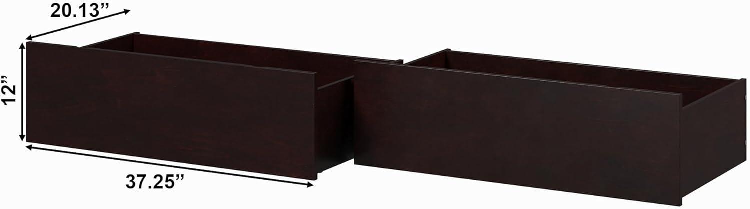 Espresso Twin/Full Wood Frame Bed with Storage Drawers