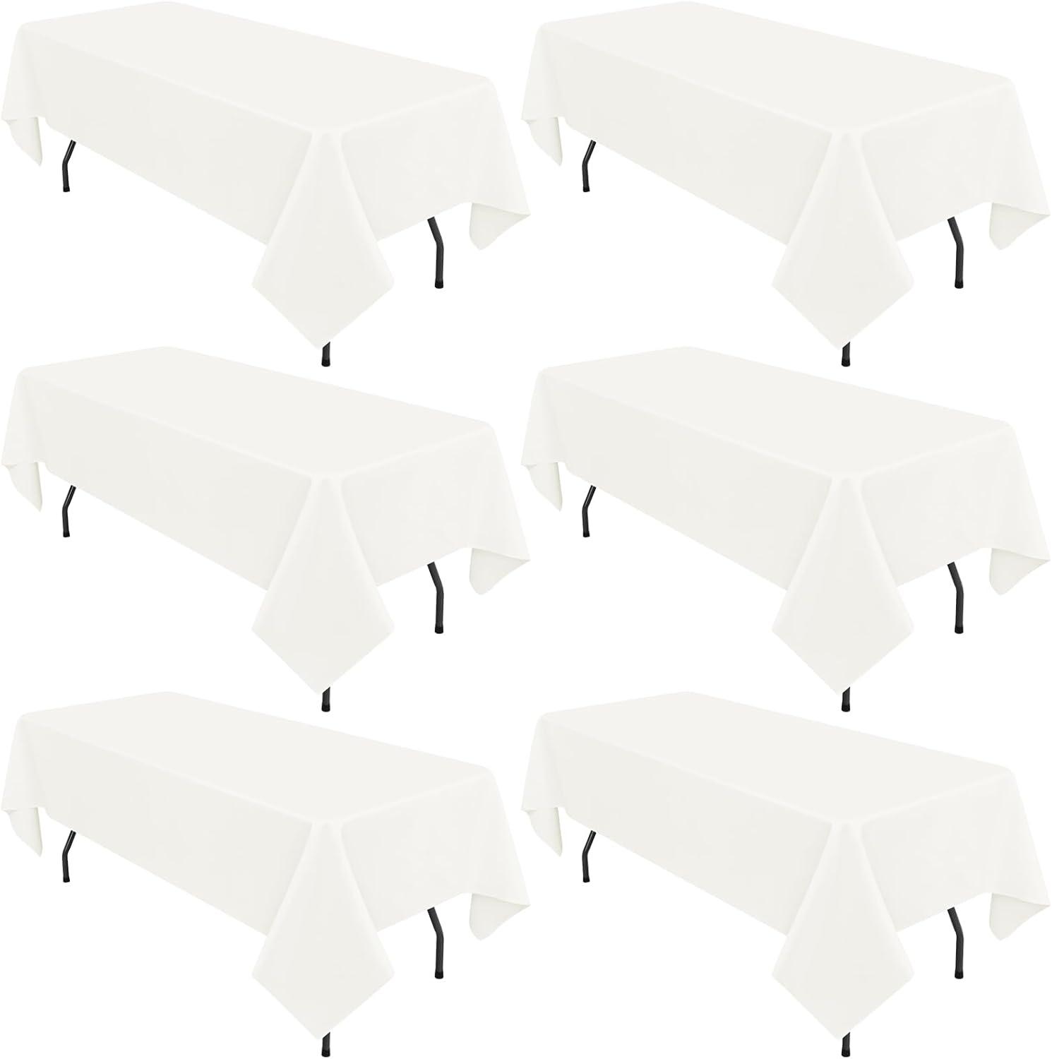 10 Pack Beige Tablecloth 60x102 inch Polyester Fabric Tablecloths for 6 Foot Rectangle Tables Wrinkle Resistant Linen Tablecloth Washable Table Covers for Party Wedding Events and Camping