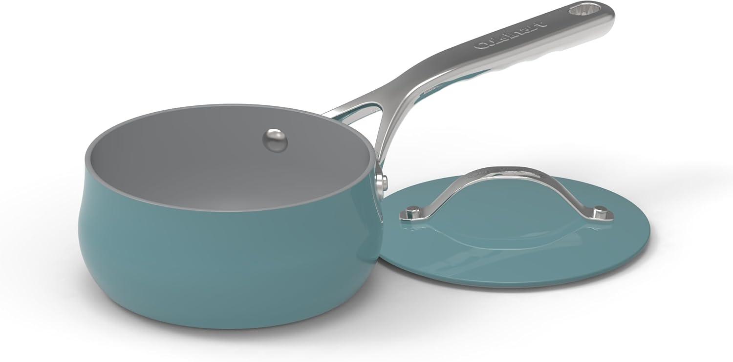 Teal Nonstick 1 Qt. Stainless Steel Saucepan with Lid